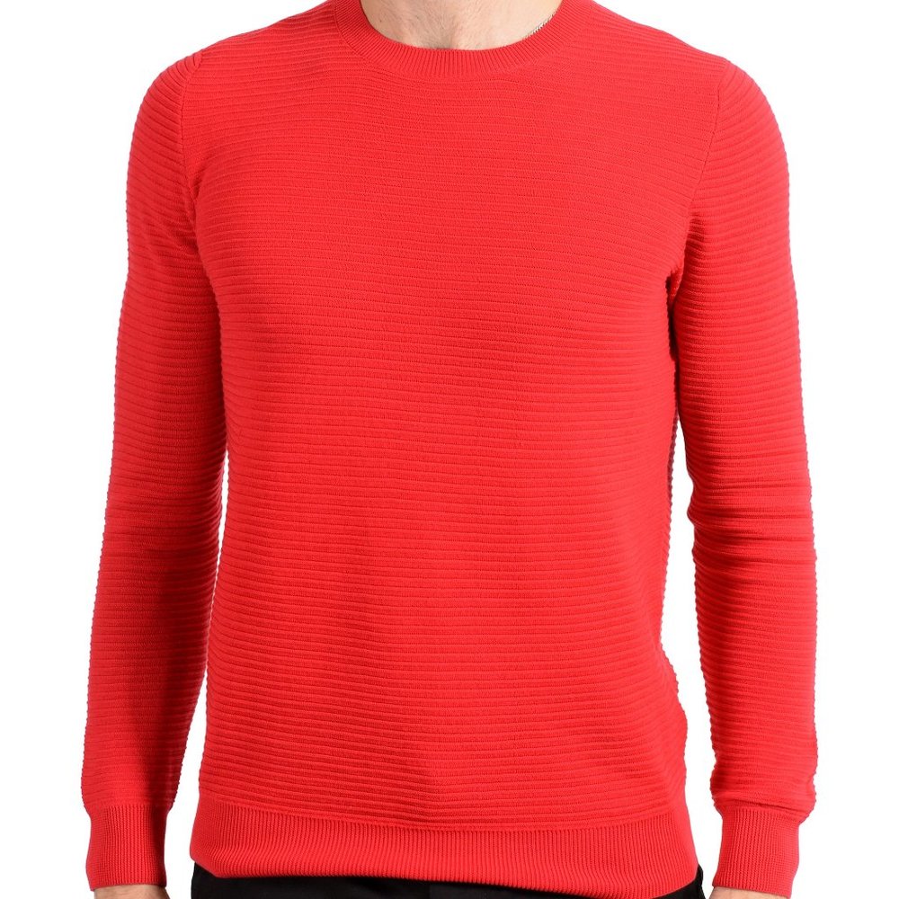 Malo Men's Red Ribbed Crewneck Sweater
